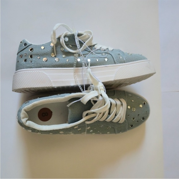 Blue denim Sneakers with Sparkle Accents - Picture 3 of 11